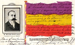 Tarjeta postal enviada a Patricio Estévanez en 1903