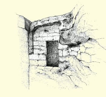 Casa-cueva en Pájara, Güímar, Tenerife. Dibujo de Ana Sáenz Sabaté.