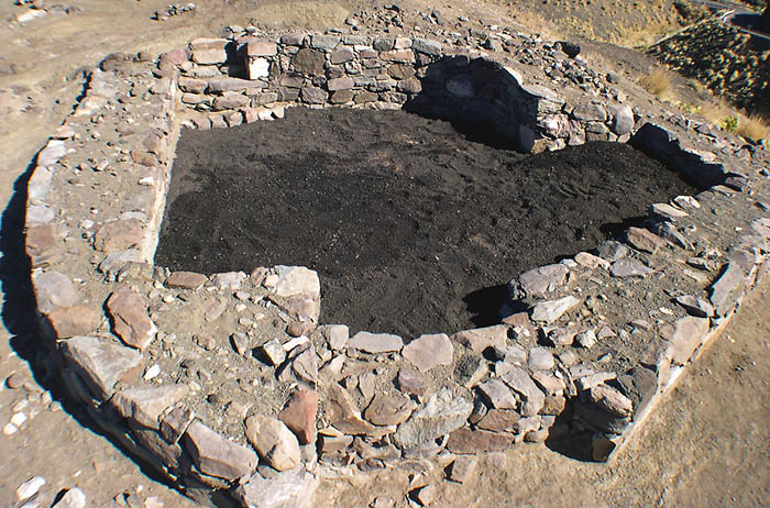 Planta de una antigua vivienda aborigen en El Roque, Gran Canaria