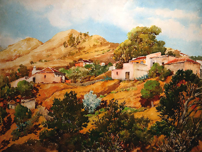 Paisaje de La Laguna. Acuarela de Francisco Bonnin.