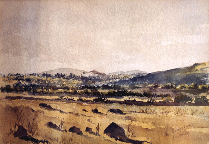 Paisaje de Gran Canaria. Eduardo Rodríguez Núñez. Acuarela