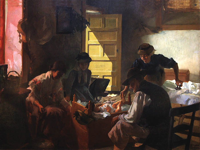 Hogar canario. Ángel Romero Mateos, 1896. Óleo sobre lienzo. Casino de Tenerife