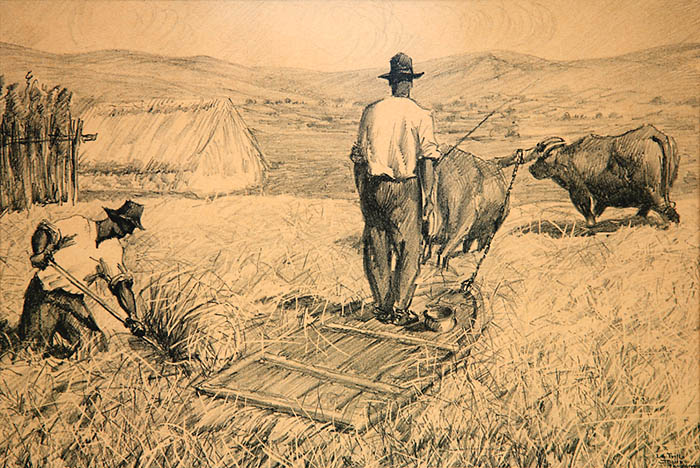 La trilla en: Estampas isleñas. Juan Davó, 1945. Litografía