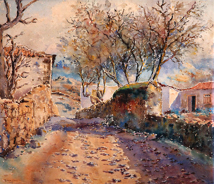 Camino de El Paso de arriba. Antonio Glz. Suarez. 1944. Acuarela