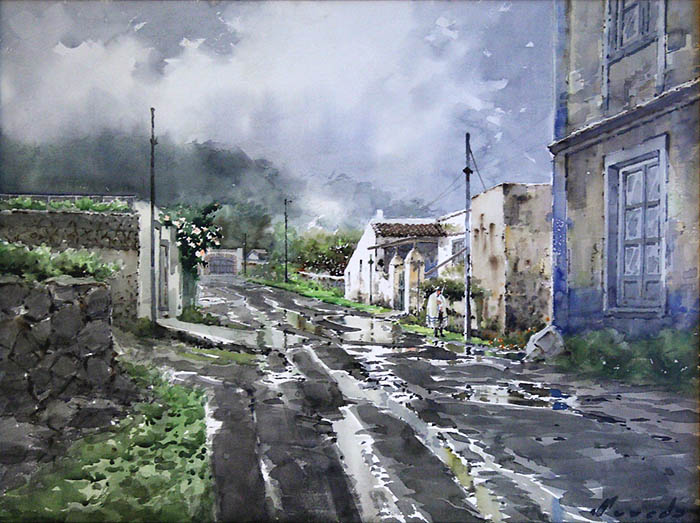 Día de lluvia. Guillerno Sureda. Acuarela
