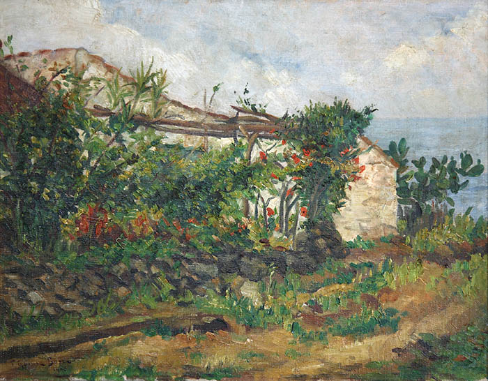 Casa rural. Tomás Gómez Bosch, 1948. Óleo sobre lienzo